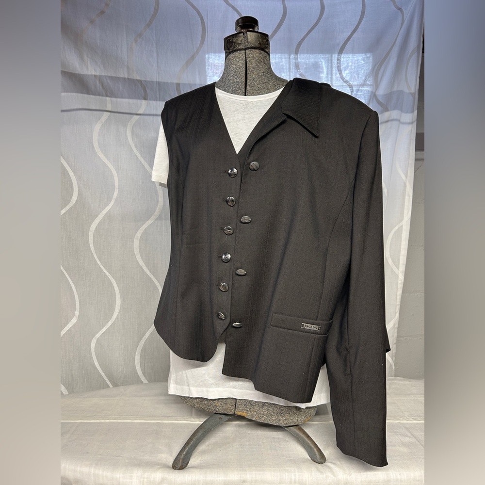 Escada Chocolate Brown Pinstripe Vest / Blazer